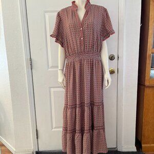 Max Studio Plus-size Layered Tiered Peasant Festiva Lagoon-Look Maxi Dress Sz 3x